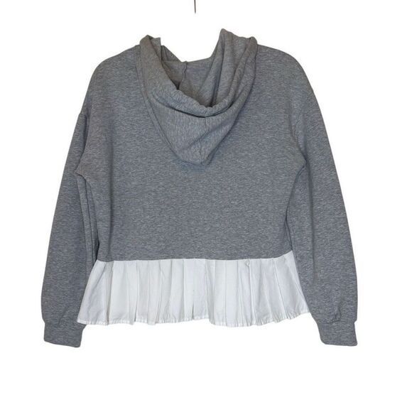 Robertson Rodeo Gray Hooded Sweatshirt with White Pleated Peplum Sz S Lagenlook - Picture 2 of 12
